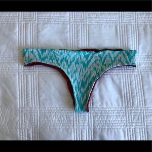 Wine red and bright blue thong bikini bottom